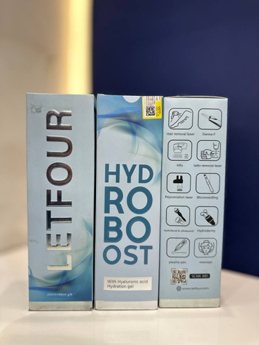 «ژل آبرسان Hydro Boost لتفور حاوی هیالورونیک اسید، مناسب برای دستگاههای زیبایی مانند لیزر، هایفو، میکرونیدلینگ، درما اف و هیدرودرمی – آبرسان قوی پوست»